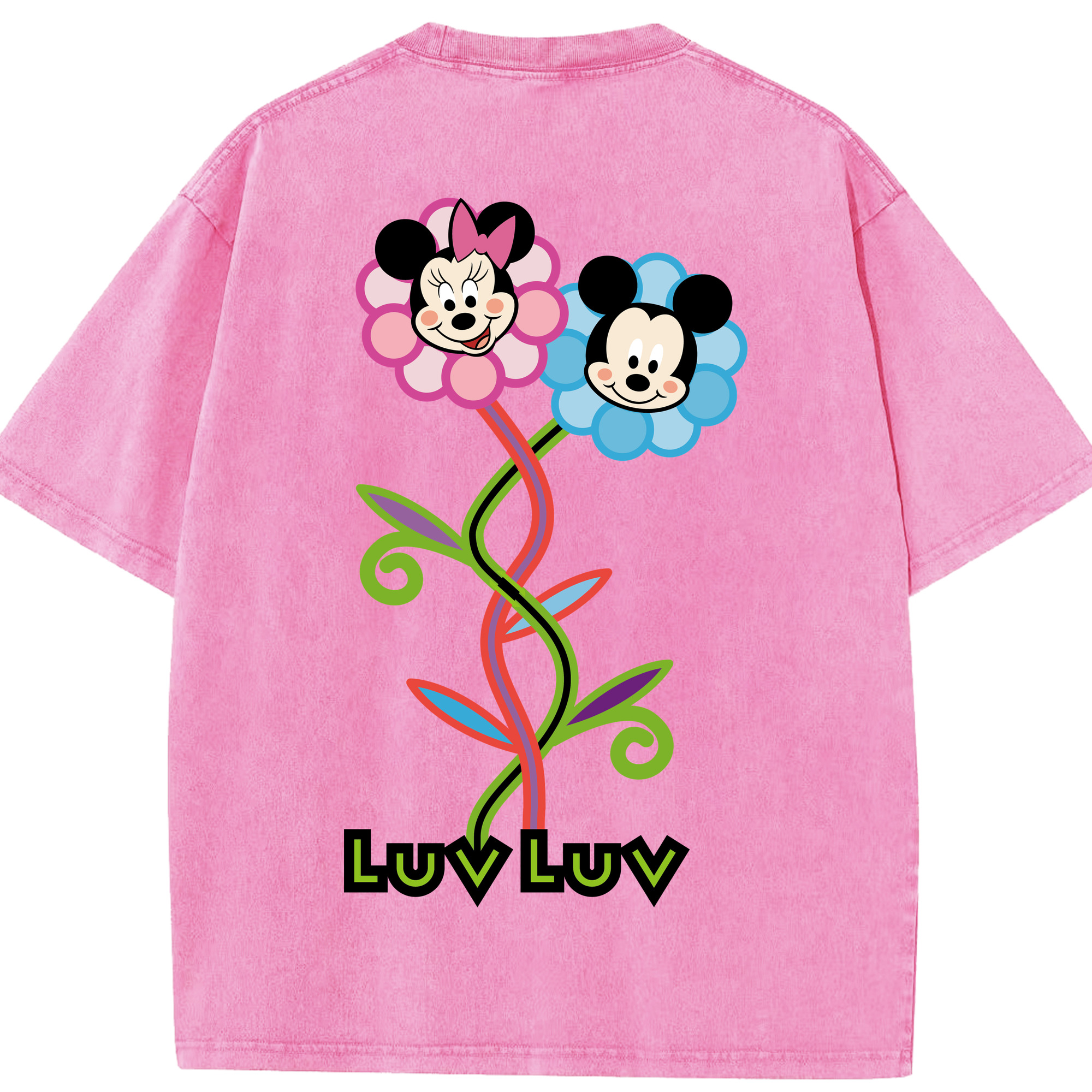 （画像用） ミッキーマウス Mickey Mouse 綿100% ヴィンテージ風 半袖Tシャツ（背面プリント）